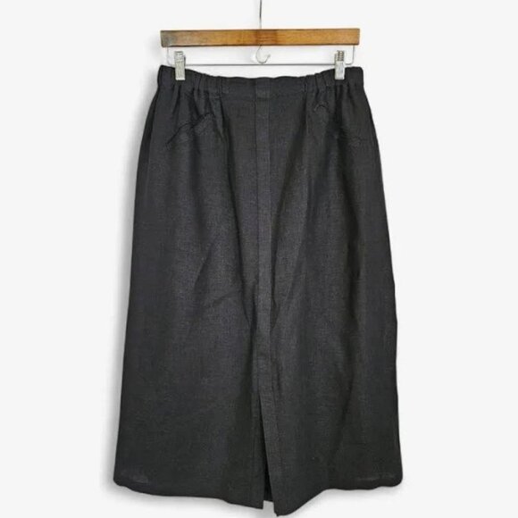 Flax by Jeanne Engelhart 100% Linen Front Slit Midi Skirt Lagenlook - 3G (24-26) - Picture 1 of 10